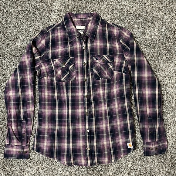 Carhartt Tops - Carhartt Women's purple plaid button down shirt, new with tags